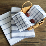 日式纯棉西餐烘焙餐垫 经典条纹格子隔热餐布棉麻盖布餐巾茶巾