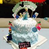 创意双层卡通冰雪奇缘儿童周岁生日蛋糕深圳广州重庆北京同城配送