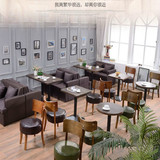 高档咖啡厅桌椅西餐厅实木沙发卡座组合火锅店奶茶店布艺沙发批发
