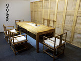 老榆木茶桌新中式茶桌餐桌书桌实木免漆烫蜡禅意茶家具组合茶桌椅