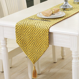 欧式几何纯色布艺西餐桌旗简约现代黄色北欧宜家茶几旗盖布巾床旗
