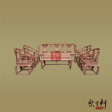 缅甸花梨皇宫椅沙发八件套 大果紫檀生磨圈椅沙发  红木古典沙发