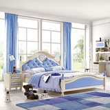 儿童床男孩单人床青少年王子欧式套房家具高箱1.2/1.5米欧式童床