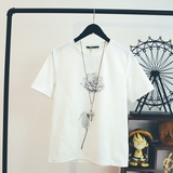 日系夏装新款短袖T恤男圆领印花日系韩版修身玫瑰花网衣青少年衫