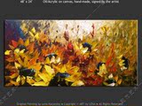 纯手绘抽象油画向日葵餐厅装饰画客厅无框画欧式花卉壁画横版挂画