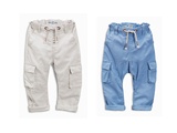英国NEXT 正品代购16年春季新款 男童蓝/灰色低裆多口袋工装长裤