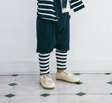 韩国版儿童品牌童裤 2016春款童装假两件条纹男童打底裤哈伦裤潮