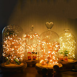 北欧玻璃罩实木台灯复古温馨床头灯 LED夜灯创意生日礼物酒吧台灯