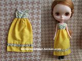 60年代Barbie古董娃衣之《农民》黄色连衣裙Blythe小布娃娃可穿