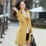 2016春季韩版女式中长款风衣外套25-30-2-35-40岁大码修身大衣潮