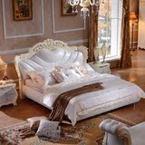 欧式床双人床法式实木橡木真皮床新古典家具卧室雕花公主床太子床