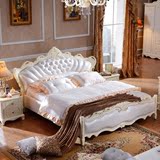 新款欧式真皮床实木雕花简欧奢华1.8米双人床太子公主床卧室婚床
