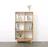 森茂现代北美进口白橡木书架实木置物架储物架 书柜自由组合简易
