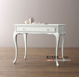 新品美式法式乡村实木白色书桌写字台复古做旧简约梳妆台欧式定制