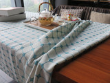 日式田园棉麻素色格子桌布台布餐桌茶几布艺可定做圆桌
