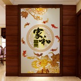 现代中式3D立体玄关背景墙纸 走廊过道餐厅壁纸大型壁画 家和金鱼