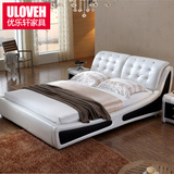 现代家具真皮床单双人皮床软床皮艺床1.8米欧式婚床送货安装