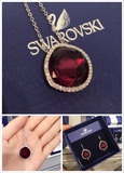 美国代购直邮施华洛世奇Swarovski红水晶项链有配套耳环