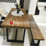 厂家直销 现代简约实木会议桌 铁艺松木办公桌 餐桌椅组合包邮