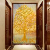 无缝3D立体大型壁画客厅电视背景墙纸欧式竖版玄关过道走廊发财树
