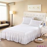 白色全棉纯色荷叶边床裙床罩单件韩版纯棉床盖1.21.51.8 2米特价