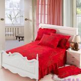 纯棉床裙单件大红色结婚庆欧式全棉床罩单双人粉色床罩床套