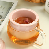 冰花瓷时尚彩色糖果色陶瓷玻璃花茶 绿茶 红茶过滤杯养生咖啡杯