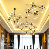 魔豆吊灯LED现代创意客厅餐厅灯北欧美式工业玻璃圆球吊灯DNA分子