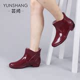 韩国新款雨鞋雨靴水鞋女日本时尚低帮花园雨靴短筒防滑胶鞋冬加绒