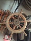 老舵轮木制舵轮家居摆件 古董收藏民俗老物件舵轮装饰品方向盘