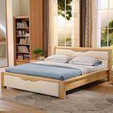 北欧床2米2.2米双人床大床1.8米婚床全实木真皮床加大2.4定制加宽