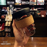韩国keepcup软木圈带盖咖啡杯学生透明玻璃水杯创意办公奶茶杯子