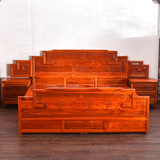 实木床1.8米双人床 明清古典仿古中式榆木雕花大床 仿古家具特价