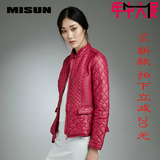 MISU米尚2016冬季短款棉服修身圆领新款通勤外套拉链女装棉衣欧洲