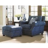美式欧式乡村仿古布艺软包单人沙发现代简约风格蓝色是的高端定制