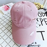 韩国正品帽子代购新款时尚四季通用双层棉麻做旧边粉色女生棒球帽