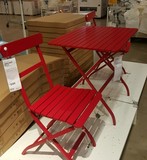 宜家代购默拉洛桌子+2 椅子, 户外, 红色 桌椅套装餐桌餐椅可折叠
