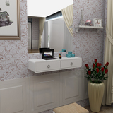 壁挂式梳妆台镜小户型迷你卧室床头化妆柜现代简约白色烤漆机顶盒