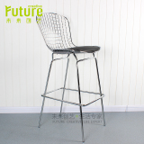 欧式吧台椅 金属工业铁丝网格高脚 咖啡厅椅子 简约 设计师酒吧椅