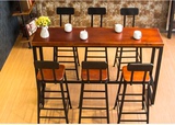 美式铁艺复古实木吧桌酒吧桌高脚桌西餐厅餐桌休闲咖啡厅桌椅组合
