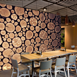 现代中式壁纸个性大型壁画木纹木头怀旧复古酒吧茶楼餐厅背景墙纸