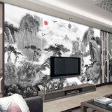 大型壁画定制古典中式国画风格水墨山水客厅卧室书房沙发背景墙纸