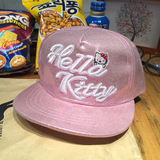 韩版新款帽子儿童hello kitty字母图案纯色网帽春夏季平沿遮阳帽