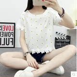 少女2016夏装韩版学院风休闲百搭显瘦短袖T恤女初中学生半袖上衣