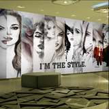3d立体彩绘美女个性发廊背景墙纸壁画 理发店美发店墙纸酒吧壁纸