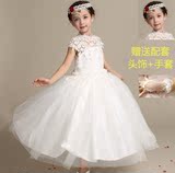 韩国礼服 女童演出服 白色花童长款公主裙 中大童生日派对 主持人