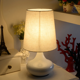 台灯卧室床头 现代简约创意欧式可调光亚麻布艺台灯 温馨装饰台灯