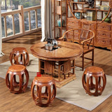 红木茶桌椅组合 花梨木中式圆茶台 仿古实木两用功夫茶几泡茶桌