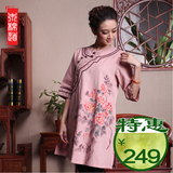 木棉道夏季纯手绘中国民族风女士改良棉麻唐装复古女装上衣18265
