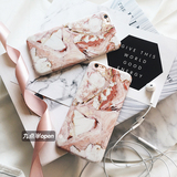 原创裸色绯色大理石纹苹果6s手机壳粉色ip6plus光面保护套包邮